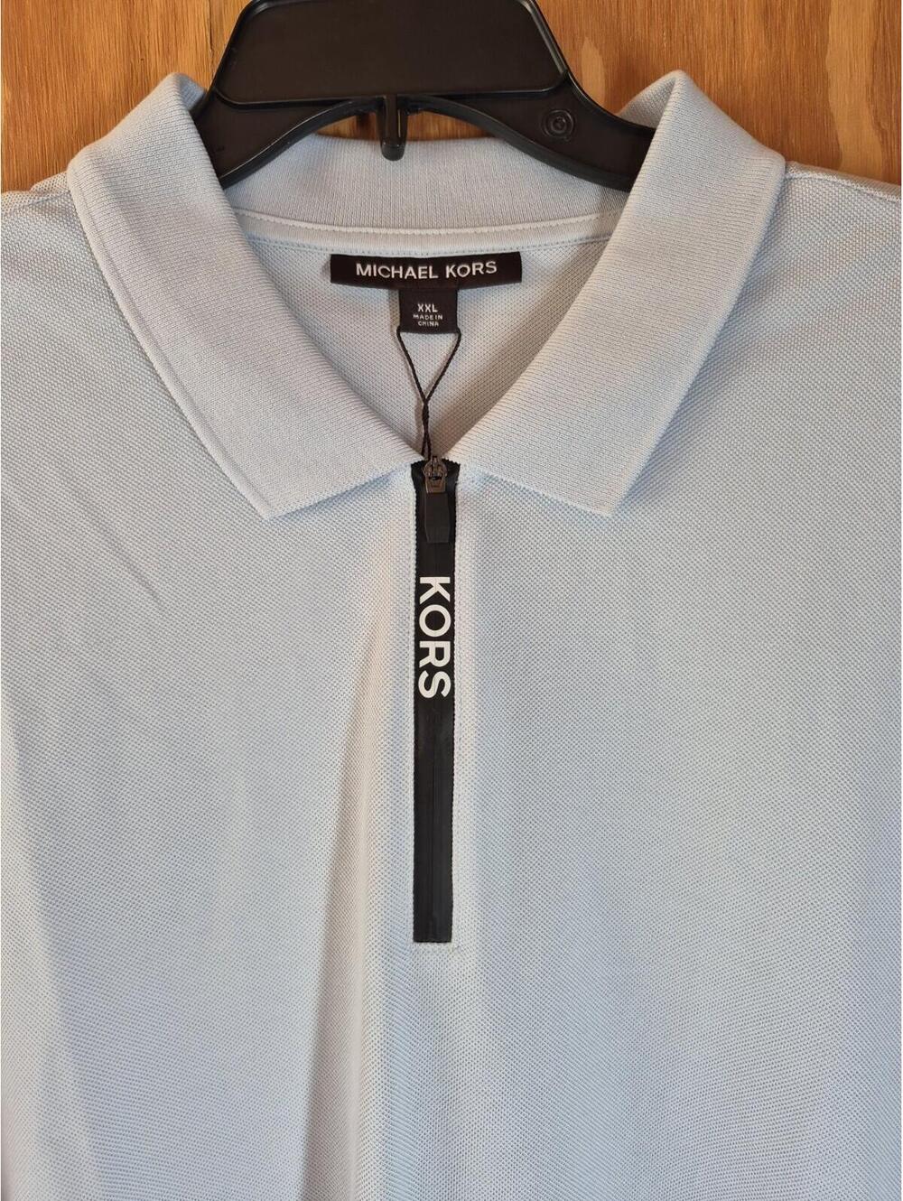 MICHAEL KORS Zip Pastel Blue Polo Shirt NEW 2XL XXL MSRP $118 - Pin hole on back - Picture 4 of 8